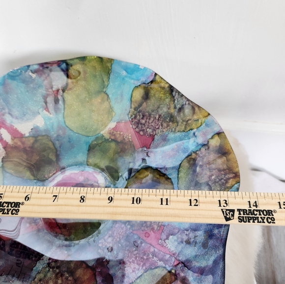 Unique Multicolor Art Centerpiece Bowl – Blue, Red, Green, Gold - Picture 6 of 7